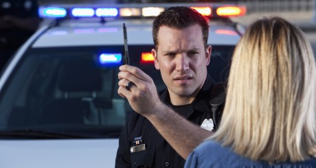cop testing woman for DUI