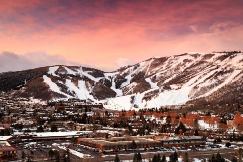 An aerial shot of Park City, Utah